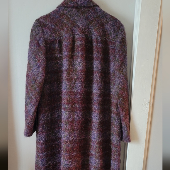 Bromley Boucle Scarf Trench Coat Union Made Wool Shades of Purple Womans XL - Picture 12 of 13